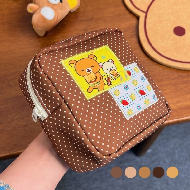 Beauty Makeup Vanity - Tas Kosmetik Polkadot Coklat Rilakkuma Kawaii