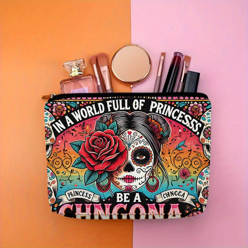 Beauty Bag Makeup - Tas kosmetik bunga dan tengkorak -